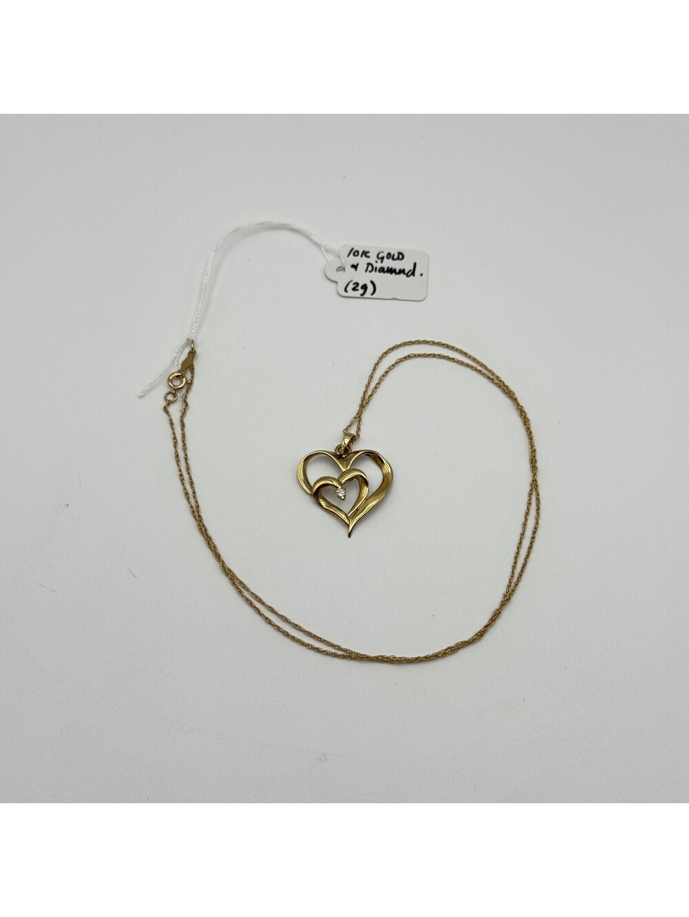 10k Gold and Diamond Heart Shaped Necklace